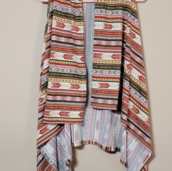 Wrangler Aztec Print Western Sleeveless Waterfall Cardigan, Size Medium - Picture 2 of 4